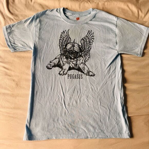 Whatif Creations Tops - 4/$20 Whatif Creations Pugasus Pug + Pegasus Hybrid Unisex Kids T-Shirt, size L